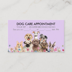 Cartão De Visita Púrpura Cães Boho Nomeação Chic