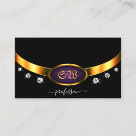Cartão De Visita Púrpura Dourada Elegante com Ouros Monográficos