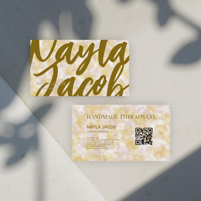 Cartão De Visita Púrpura e verde de aquarela (Criador carregado)