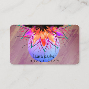Cartão De Visita Púrpura Laranja Lotus Flower Massage Professora Yo