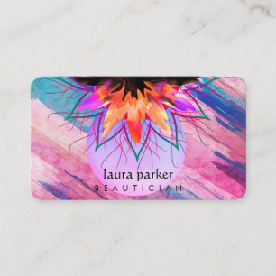 Cartão De Visita Púrpura Laranja Lotus Flower Massage Professora Yo