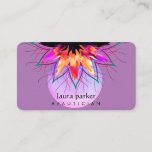 Cartão De Visita Púrpura Laranja Lotus Flower Massage Professora Yo