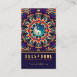Cartão De Visita Púrpura Laranja Mandala Oriental YinYang Nova Idad
