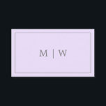 Cartão De Visita Púrpura Lilac-Violeta-Monograma Simples<br><div class="desc">Cartão de visita simples com um design moderno e minimalista, com o seu logotipo inicial de dois monogramas rodeado por uma fronteira em cinzas sobre um fundo púrpura pastel. A parte de trás tem suas informações de contato sobre um fundo branco. As fontes e as cores de fundo podem ser...</div>