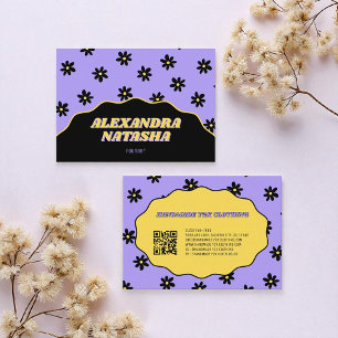 Cartão De Visita Púrpura Preto Amarelo Y2K Flor de Vestuário Fecho