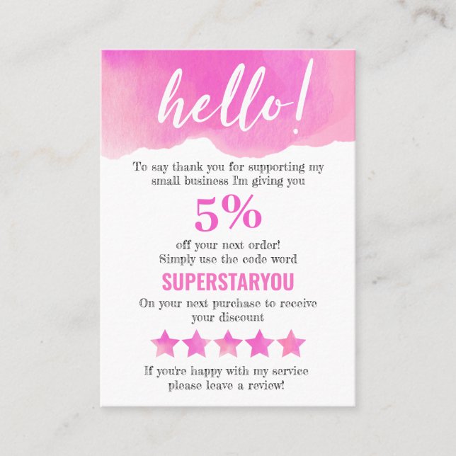 Cartão De Visita Púrpura rosa Obrigado Logotipo Mídia social Inserç (Frente)