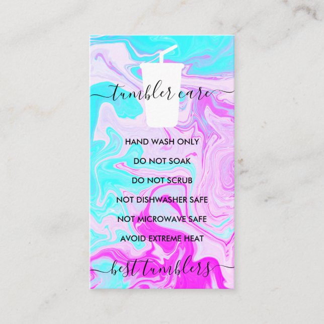 Cartão De Visita Púrpura Rosa Tumbler instruções vinil (Frente)