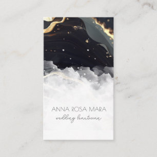 Cartão De Visita *~* QR Agate Black Marble Glam Luxe AP66