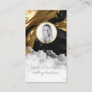 Cartão De Visita *~* QR Agate Marble PHOTO LOGO PRETO AP66 Dourado