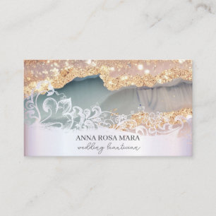 Cartão De Visita *~* QR Agate Ornamentado Rolar Dourada Lente AP66