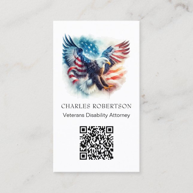 Cartão De Visita *~* QR AP16 American Flag Bald Eagle - Foto (Frente)