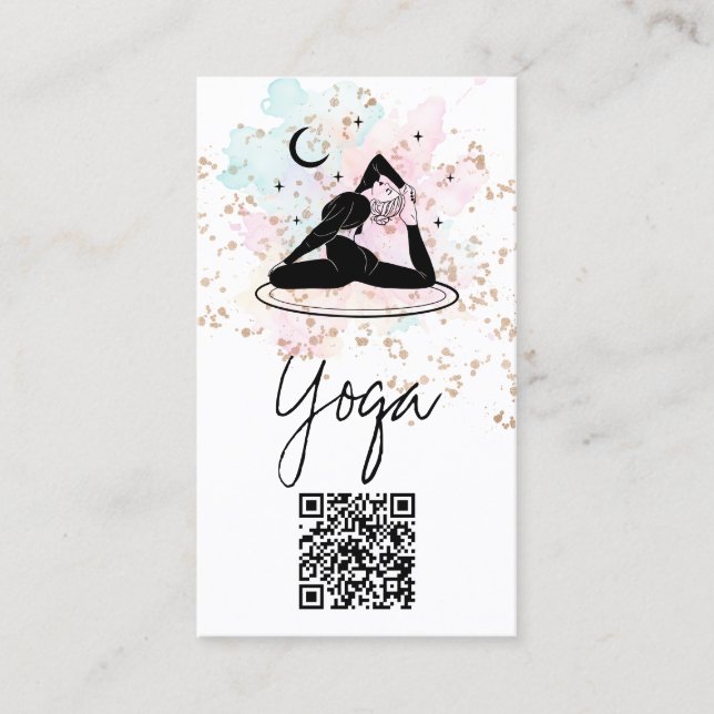 Cartão De Visita *~* QR AP33 Rainbow Spiritual Yoga Moon (Frente)