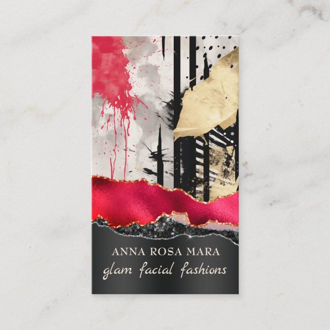 Cartão De Visita *~* QR AP5 Glam Punk Luxe 3  Fashion Bold Beauty  (Frente)