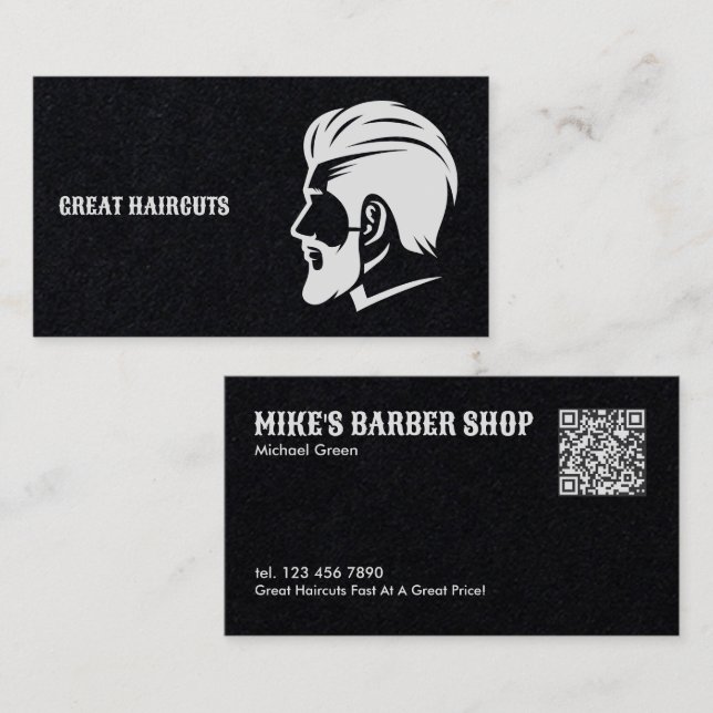 Cartão De Visita QR Barber Premium (Frente/Verso)