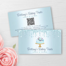 QR Code Bakery Turquoise Cake Glitter Dessert