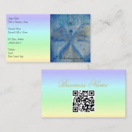 Cartão De Visita QR-Code-Blue Angel on a pastel rainbow background
