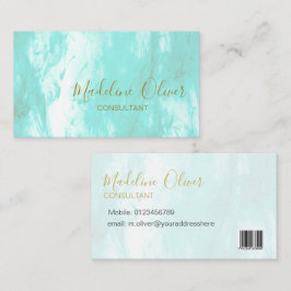 Cartão De Visita QR Code Blue Aqua Modern Watercolor
