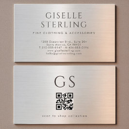 Cartão De Visita QR Code Boutique Clothing Metallic Luxury 