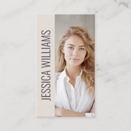 Cartão De Visita QR Code Business Logo Modern Professional Beige