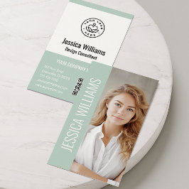 Cartão De Visita QR Code Business Logo Modern Professional Green