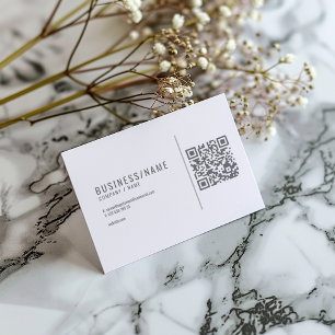 Cartão de visita QR code cinza e branco