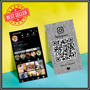 Cartão de Visita QR Code Cinza Instagram Construçã