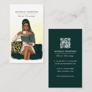 Cartão de Visita QR Code Dama de Negócios Glam Chi