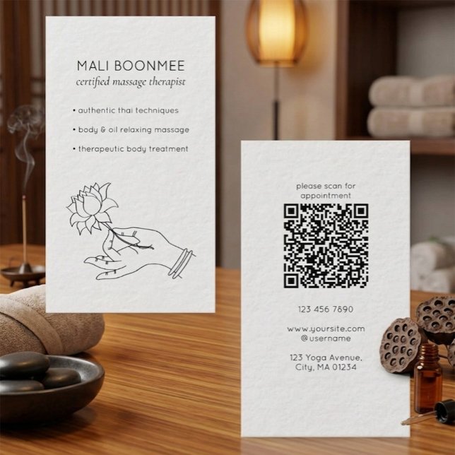 Cartão de Visita QR Code de Massagem Tailandesa Mi (Criador carregado)