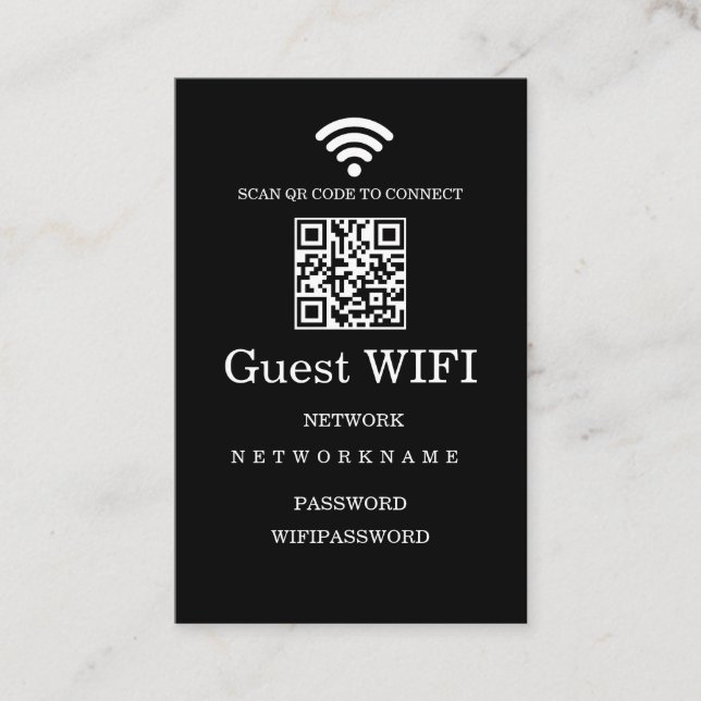 Cartão de visita Qr Code de rede Wifi moderna (Frente)