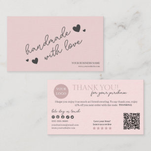 Cartão De Visita QR Code de Rótulo Moderno Rosa, Vela de Agradecime