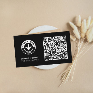 Cartão de Visita QR Code | Design Moderno Preto