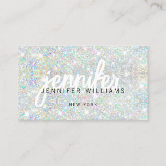 Cartão De Visita QR Code Elegant Holographic Glitter Beauty
