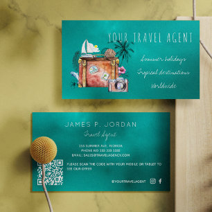 Cartão De Visita QR CODE Férias de verão agente viagem