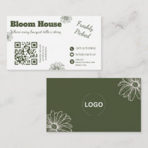 Cartão de Visita QR Code Floral Bloom House