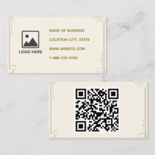 Cartão de Visita QR Code Geométrico Creme Minimali
