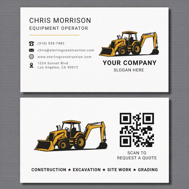 Cartão De Visita QR Code Heavy Equipment Construction Company (Criador carregado)