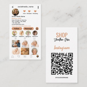 Cartão de Visita QR Code Instagram Foto Grid Me