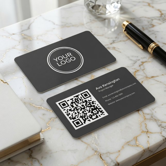 Cartão de Visita QR Code Minimalista Moderno  (Criador carregado)