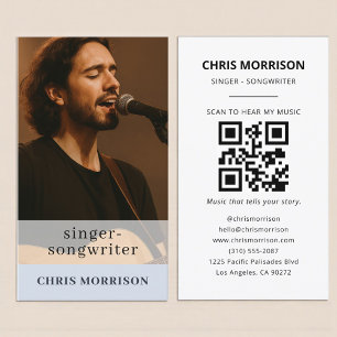 Cartão de Visita QR Code Músico Azul Poeirento