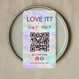 Cartão De Visita Qr Code Na moda Opal Instagram Iridescente no Face