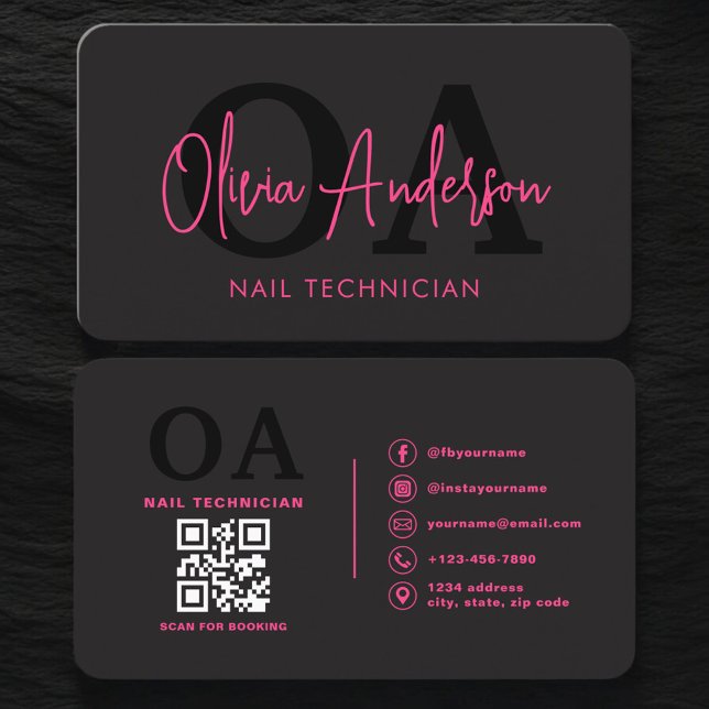 Cartão De Visita QR Code Nail Specialist Artist (Criador carregado)