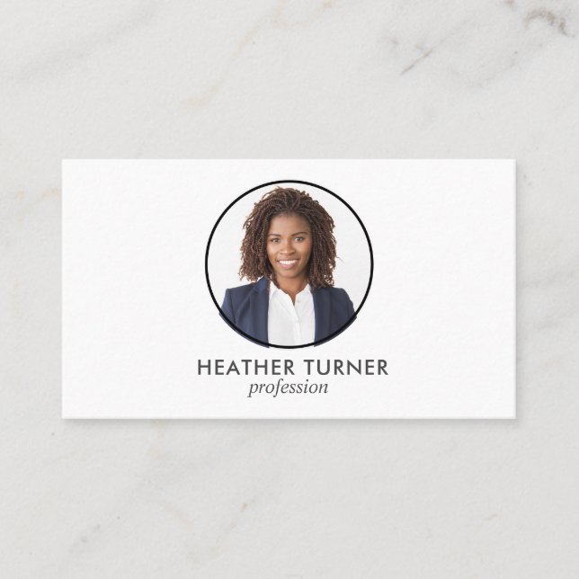 Cartão De Visita QR CODE ou Logo Professional Headshot Foto White (Frente)