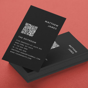 Cartão de Visita QR Code Preto e Branco Minimalist