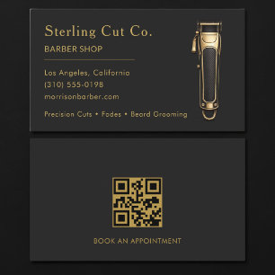 Cartão de Visita QR Code Preto e Dourado Profissio