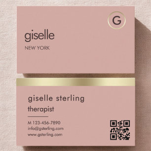 Cartão de Visita QR Code Psicólogo Terapeuta Rosa 