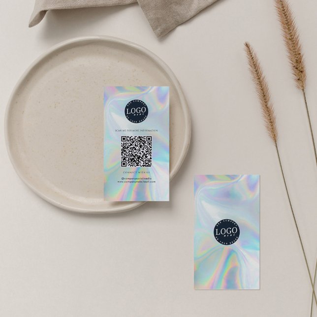 Cartão De Visita QR Code Social Media Site Holographic (Company Logo QR Code Holographic Business Card)