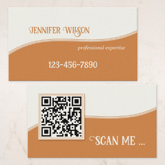 Cartão de Visita QR Code Terracota Minimalista