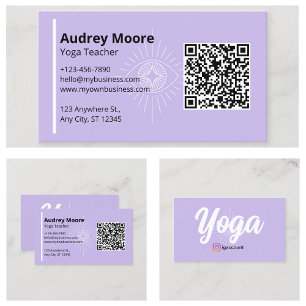 Cartão De Visita QR Code Yoga Professor de Terceiro Olho Yoga Studi