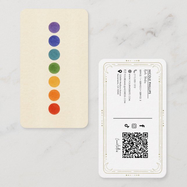 Cartão De Visita QR da Mídia Social do Curador de Energia do Reiki  (Frente/Verso)