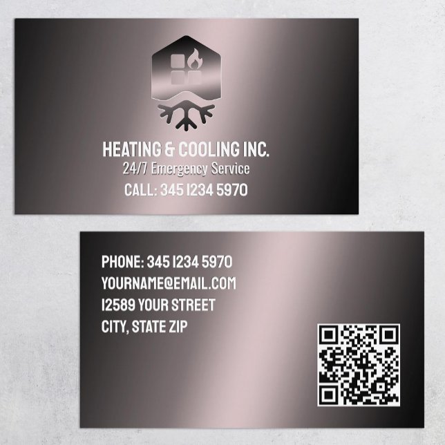 Cartão De Visita QR de Aquecimento e Resfriamento do HVAC (HVAC Heating And Cooling QR Business Cards)